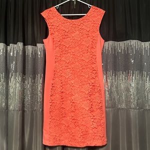 Macy’s Salmon Peach Floral Dress Size Large